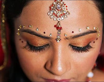 Kristall-Bindi Set – 12 Stück, Mehrfarbig, Wasserfest, Für Stirn, Partys, Bollywood-Look