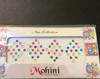 Mohini Multi Color Flat back Diamante Indian Bindi Used for Nail Art, Body Art, Face Jewels
