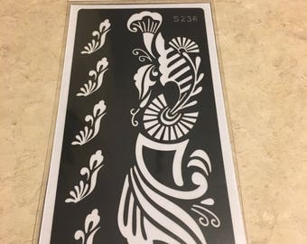 1 Reusable Henna Stencil Temporary Tattoo Body Art Stencil Sticker #S234