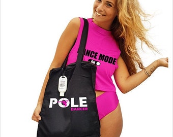 Canvas shoulder bag - tote bag with zipper / Pole dance sport bag / Shoulder beach bag / Pole Dancer Bag / Gift for pole dancer