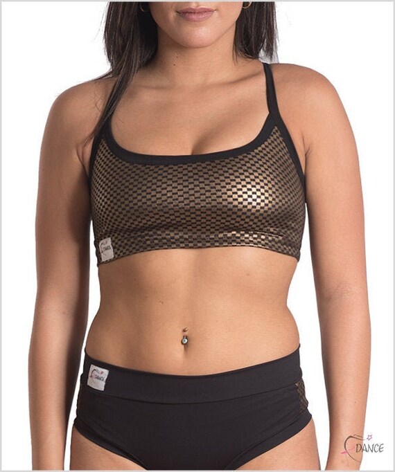 Top negro y dorado para Pole dance / Pole Fitness / Pole sport | Etsy México