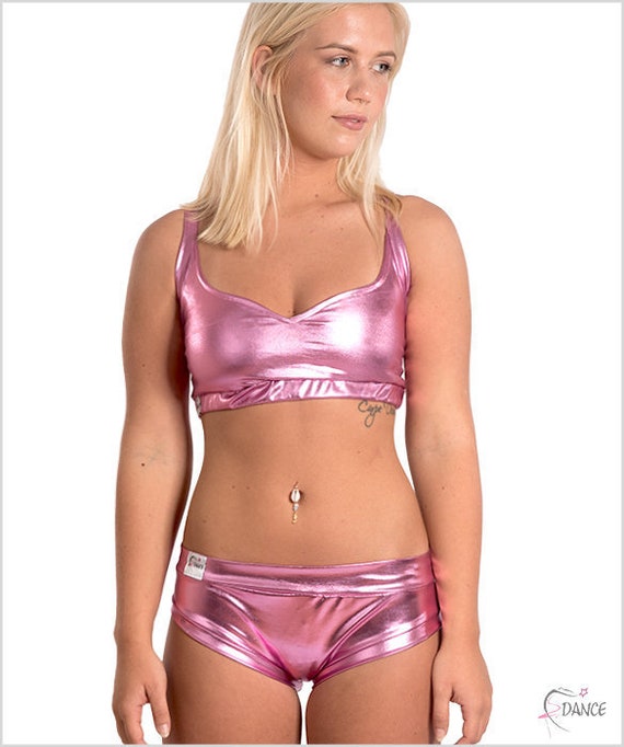 Set metálico para traje de baile Pole / Pole wear body / Pole | Etsy México
