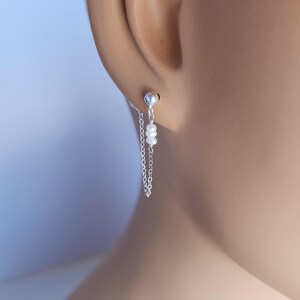 Pearl chain earrings / sterling silver dangle earrings