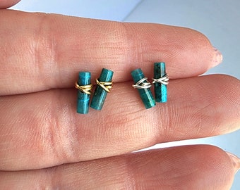 Chrysocolla stud earrings