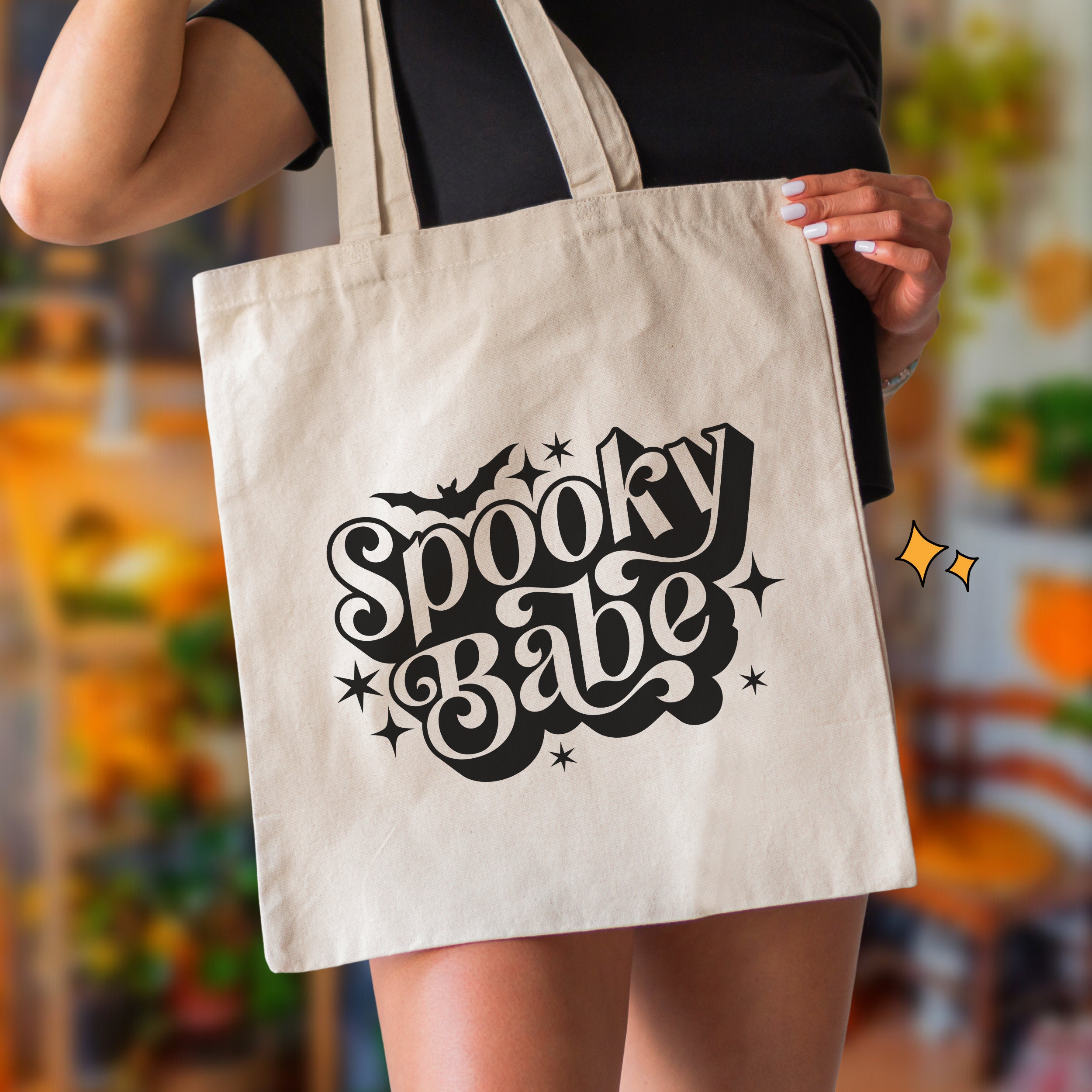 Spooky Babe Halloween Canvas Tote Bag Fall Tote Bag Autumn 