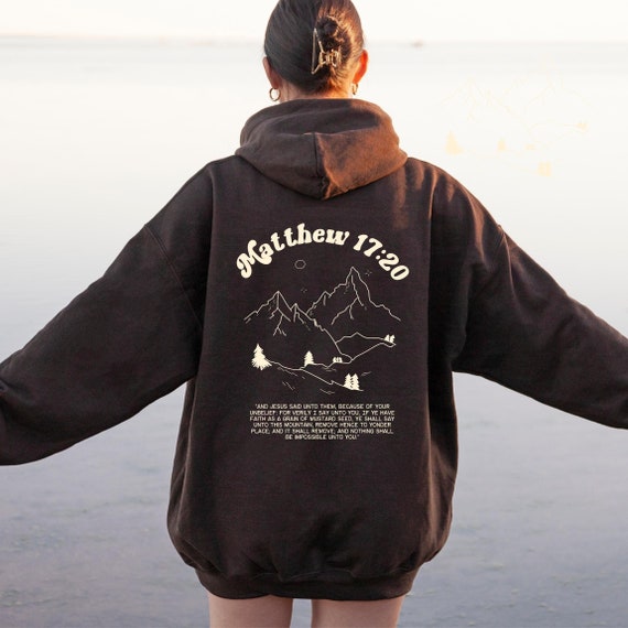 Brown Oversized Hoodie Bible Verse Hoodie Christian Sweatshirt