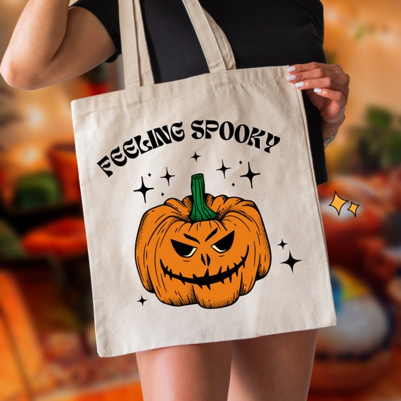 Spooky Pumpkin Halloween Canvas Tote Bag, Fall Tote Bag, Autumn Aesthetic  Canvas Tote - Etsy