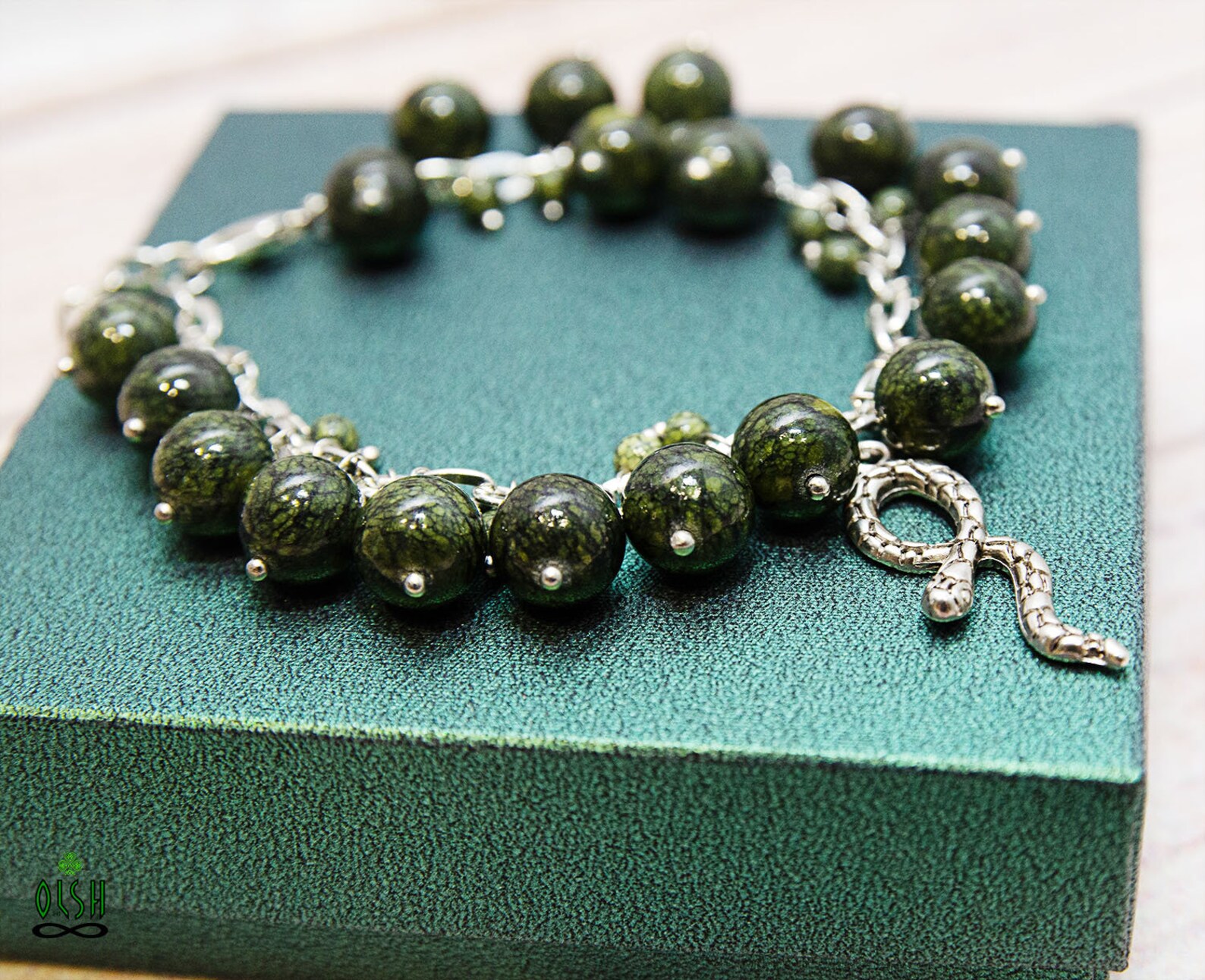 Serpentine bracelet gemstone bracelet serpentine jewelry Etsy