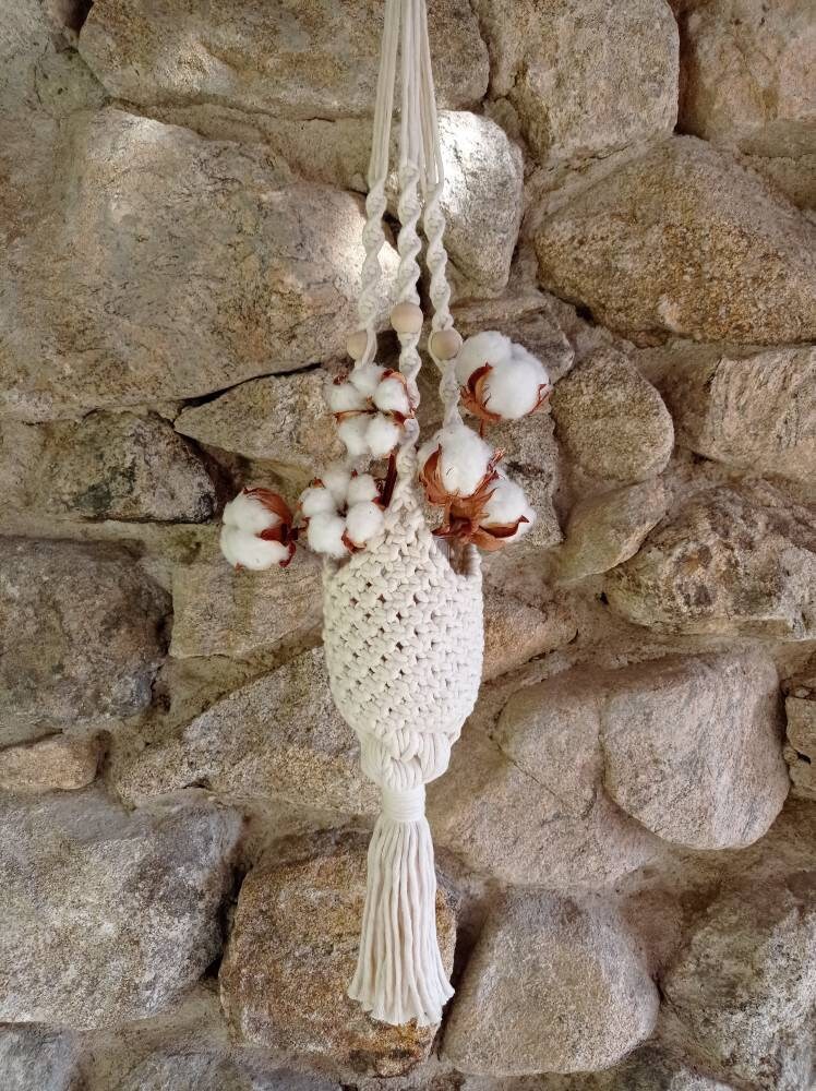 Cintre de Plante Macrame Dans Le Fil Normal Coton et Chanvre