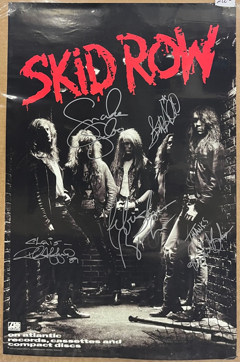 Original 1989 Skid Row Poster SIGNED Etsy