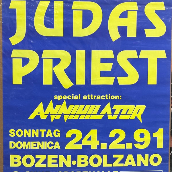 Vintage 1991 Original JUDAS PRIEST Radio C Aniquilador Cartel promocional