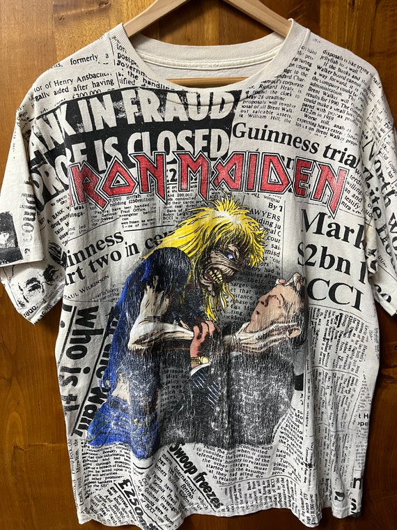 Vintage 1992 IRON MAIDEN Newspaper Fraud T shirt (