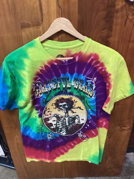 Grateful Dead Vintage Liquid Blue Tie Dye Uncle Sam Skeleton T-Shirt Mens Medium