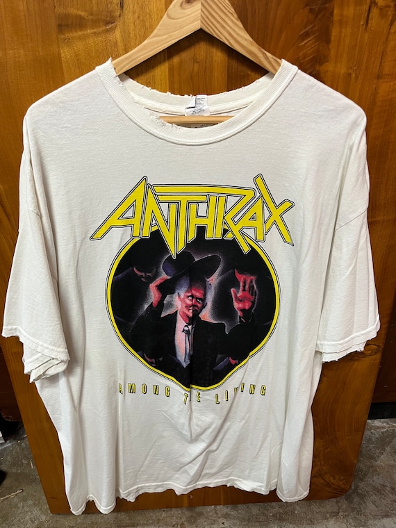 Anthrax 'Metal Thrashing Mad' Hockey Jersey, Navy/Red/White / M