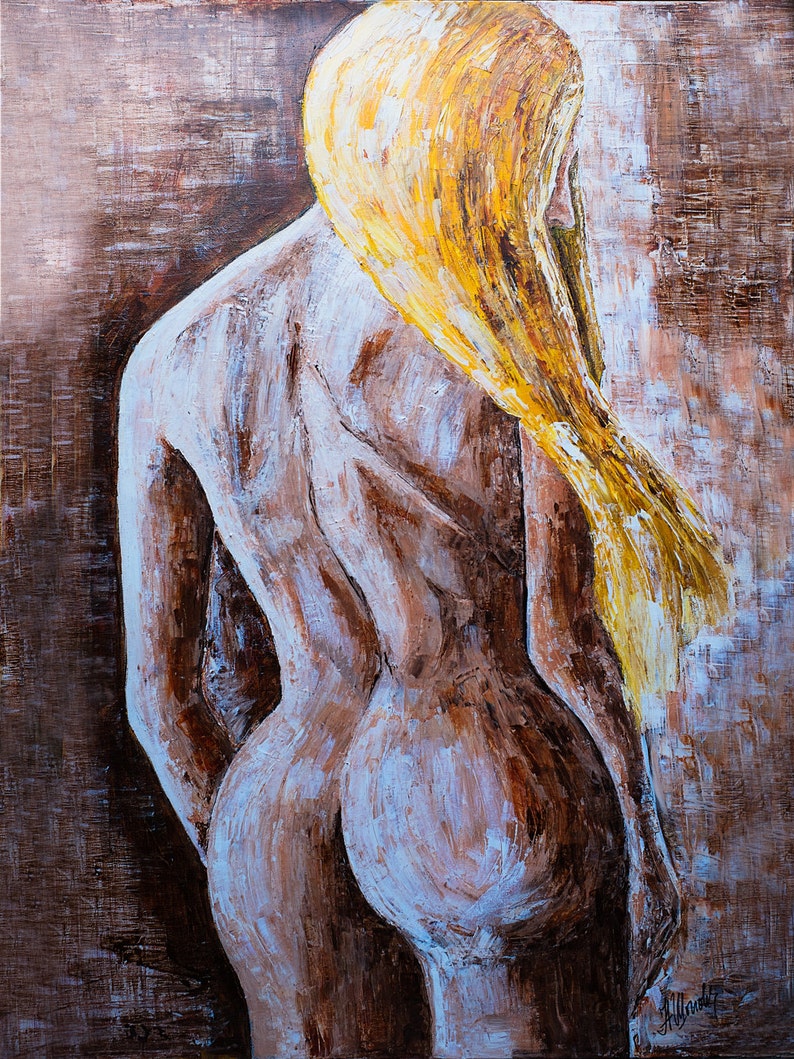 Gentleness 34 Original Acrylic Painting Nude Woman Body Etsy