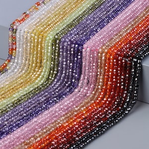 2x3MM Natural Faceted Crystal Zircon Beads Shiny Tiny Small Quartz Loose Spacer Beads DIY Charm Beads for Jewelry Making 15&quot; Strand
