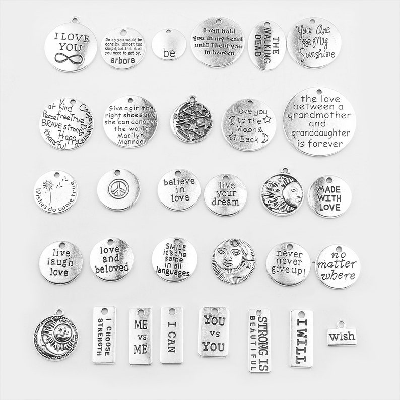 45Pcs Antiqued Silver Tone Round Rings Charms Pendants Connectors 22mm