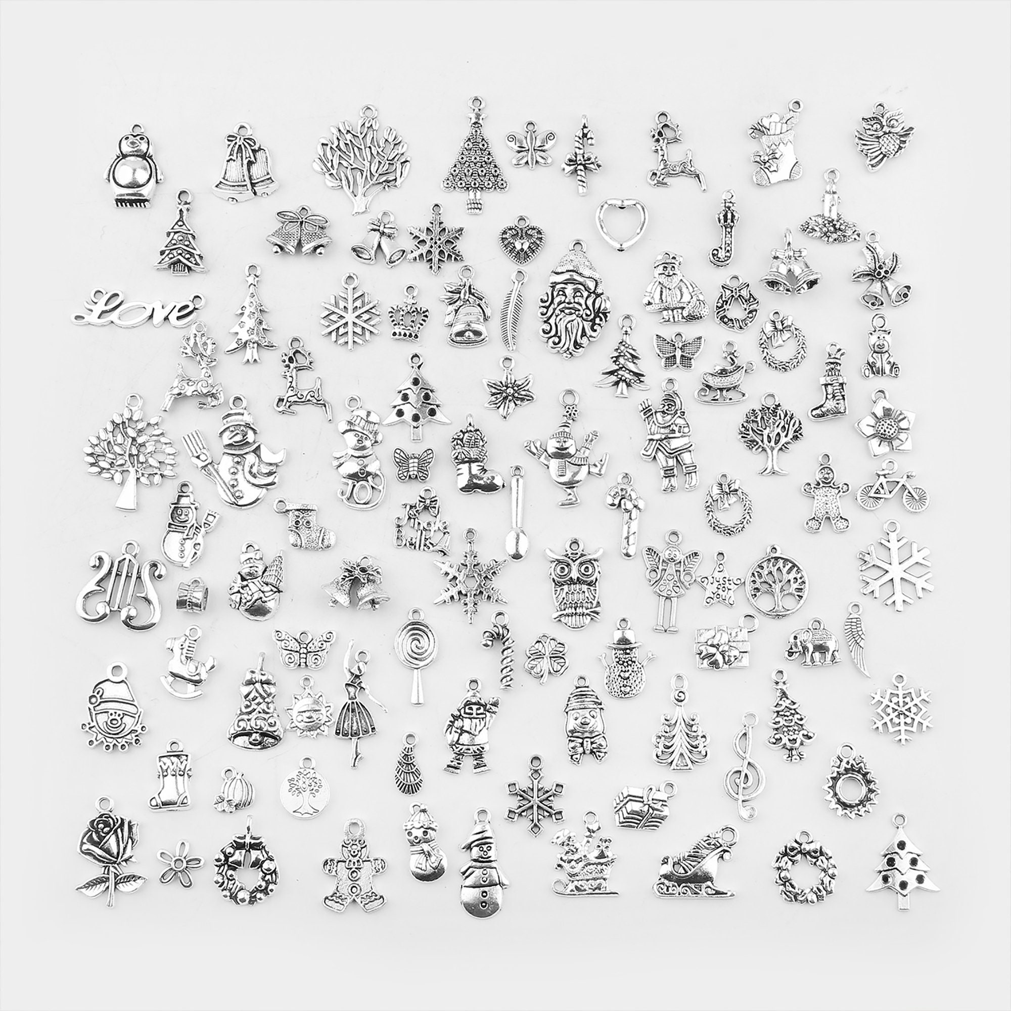 Christmas Collection Charm Antique Silver 19 different Charms Holiday 