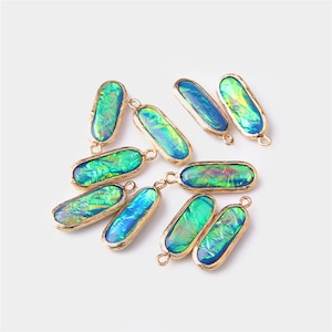 5pcs,Dark Blue Opal Charm Pendant,Opal Gemstone Pendant,Opal Necklace,Earrings Charm Pendant,Opals Jewelry Connector,Jewelry Making,9mmx26mm