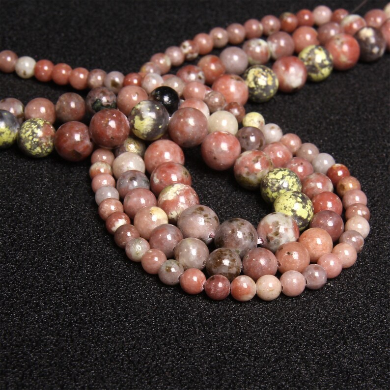 Genuine Natural Plum Blossom Jasper Loose Beads 4mm 6mm 8mm 10mm 12mm Gemstone Beads for DIY Jewelry Making Bracelet Necklace Wholesale