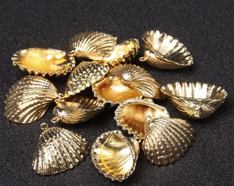 4/10/20Stk Vergoldet Natur Muschel Muschel Anhänger Wholesale Kauri Muschel Charms für DIY Schmuck machen Strand Armband Halskette
