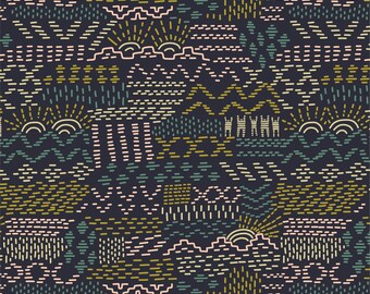 50cm Organic cotton poplin - Faraway places collection by Elizabeth Olwen "woven tales" - Cloud9 fabric
