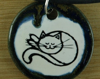 Sleeping Cat Pendant Etsy