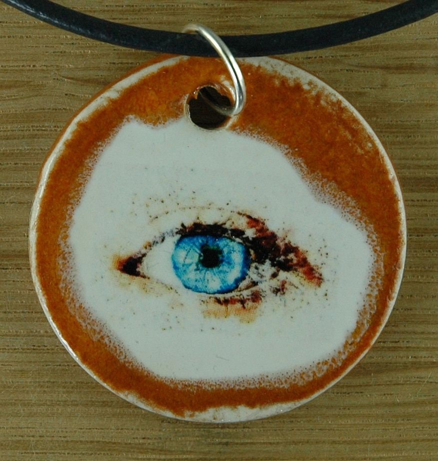 Orgineller Keramik Anhänger Auge blaue Augen Augenarzt Augenheilkunde  Geschenk, Kette, Schmuck, Herren, Kinder, Damen, Mädchen, Jungen -   Österreich