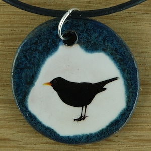 Orginal handicraft: pendant with a merle; birds garden jewellery charm gift necklace children ladies jewelry gift amulet talisman handmade