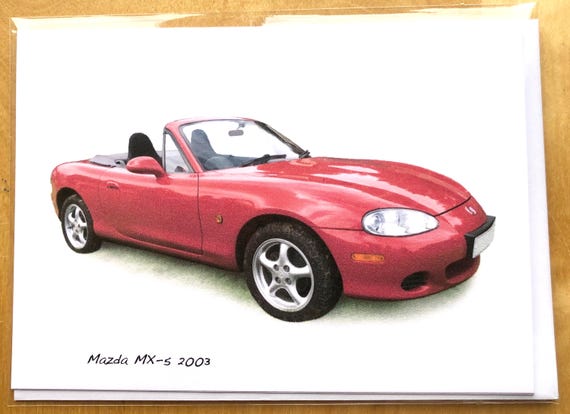 Mazda MX-5 Mk2 2003 (red) - 5x7in Greeting Card With Envelope