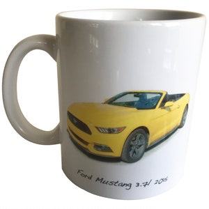 Ford Mustang 3.7l V6 2015 - Tazza in ceramica da 11 oz - Singola, coppia o set di quattro - Regalo per gli appassionati di Mustang