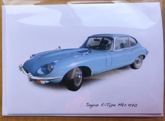 Jaguar E-type Mk2 1970 - 5x7in Greeting Card With Envelope - Happy