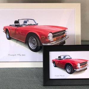 Triumph TR6 1973 - Photograph (150x100mm) or A4(297x210mm - Black or White frame - Classic Sports Car