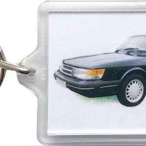 Saab 900 Convertible 1992 - Keyring with 50 x 35mm Insert - Souvenir Gift for the Car Enthusiast - Free Delivery UK Mainland