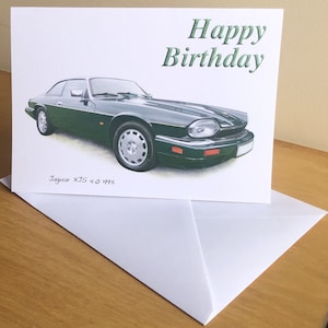 Jaguar XJS 4.0 1995 (verde scuro) -5 x 7 pollici Buon compleanno, felice anniversario, felice pensione o semplice biglietto di auguri con busta