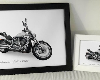 Harley-Davidson VRSC-VROD - Framed Photograph - 4x6in or A4(210x297mm) in Black or White Frame