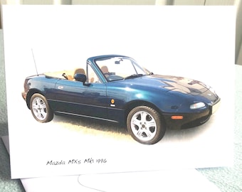 2000年 ミレニアムマッチ記念カード Mazda MX-5 Mk1 1996 - 5x7in Greeting Card With Envelope - Happy