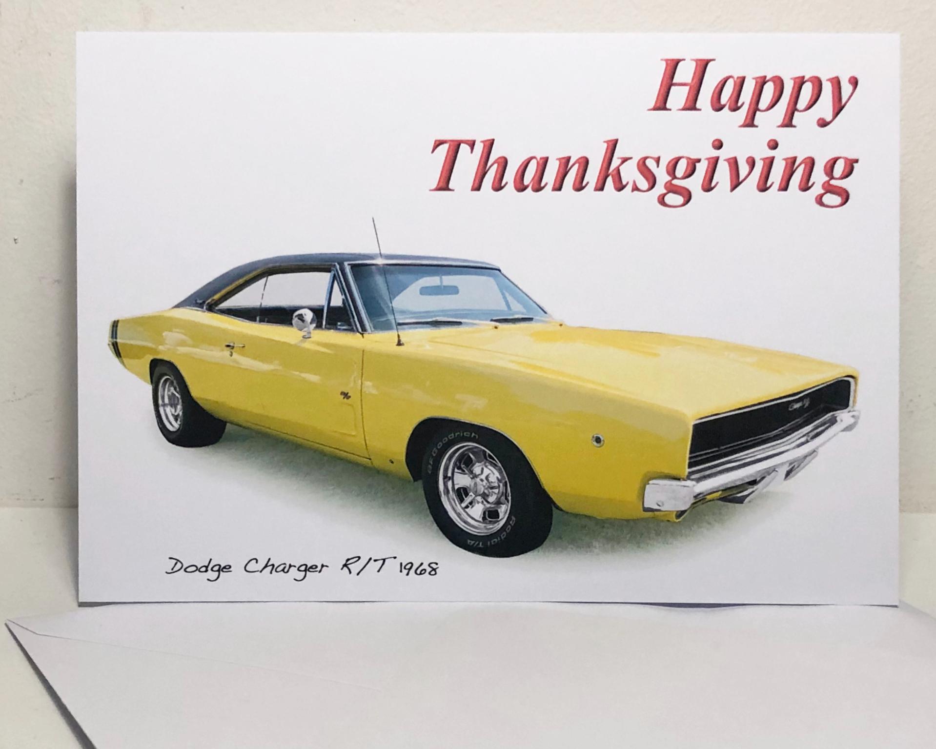 Dodge Charger R/T 1968 - 5x7in Greeting Card With Envelope - Happy 