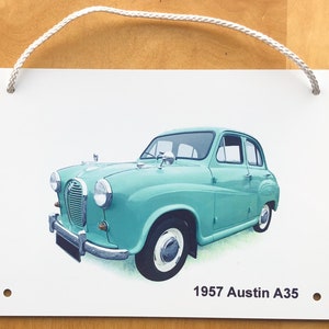 Austin A35 1957 - Aluminium Plaque - Two sizes A5, 203 x 304mm - Ideal Gift for the British Saloon Car Enthusiast