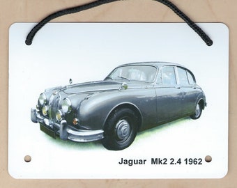 Jaguar Mk2 2.4 1962 (Grey) - Aluminium Plaque - Two sizes A5 or 203 x 304mm - Ideal Present for the Jaguar Enthusiast