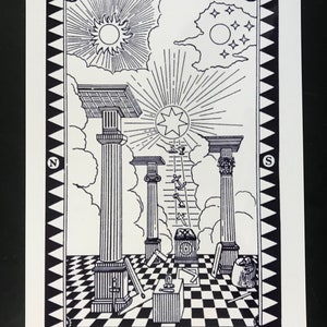 Masonic - First Degree Tracing Board (Portable) - Metal Plaque 300 x 200mm