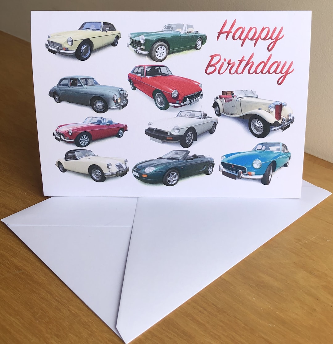 MG Classic Cars - 5x7in Greeting Card With Envelope - Happy