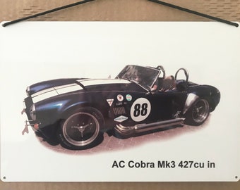 AC Cobra Mk3 427 cu in. - Aluminium Plaque (Two sizes A5, 203 x 304mm) - Ideal Gift for the Muscle Sports Car Enthusiast