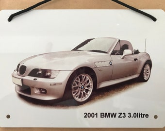 BMW Z3 3litre 2001 - Aluminium Plaque - Two sizes A5, 203 x 304mm - Ideal Gift for the German Sports Car Enthusiast