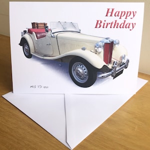 MG TD 1951 - 5 x 7" Buon compleanno, felice anniversario, felice pensione o semplice biglietto d'auguri con busta