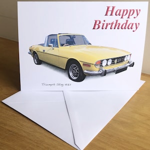 Triumph Stag 1972 - 12,7 x 17,8 cm buon compleanno, felice anniversario, felice pensione o semplice biglietto d'auguri con busta