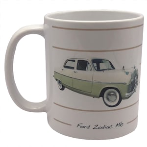 Ford Zodiac Mk1 1956 - Caneca de cerâmica de 11 oz - Individual, par ou conjunto de quatro - Lisa ou com design e linhas