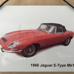Jaguar E-Type Mk1 1966 (Red) - Aluminium Plaque - Two sizes A5 or 203 x 304mm - Ideal Present for the Jaguar Enthusiast