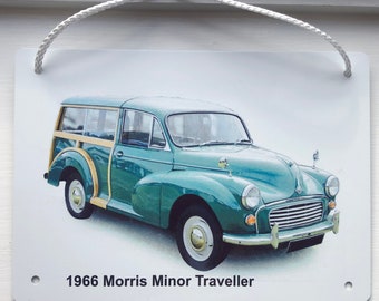 Morris Minor Traveller 1966 (Green) - Aluminium Plaque - Two sizes A5 or 203 x 304mm - British Car Enthusiast&#39;s Present
