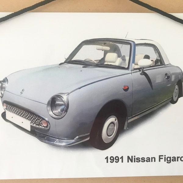 Nissan Figaro 1991 - Aluminium Plaque - Two sizes A5 or 203 x 304mm - A Unique Japanese Vehicle designed for an individualist.